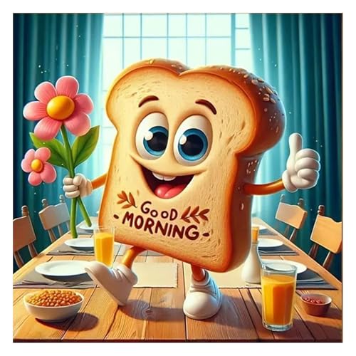 GLIDIAM Diamond Painting Küche Toast, Diamant Malerei Bilder Guten Morgen, 30x30cm DIY Full Drill Basteln Erwachsene, Mosaik Stickerei Kreuzstich Geschenk für Wanddeko Wohnzimmer Schlafzimmer GLIDIAM Diamond Painting Küche Toast, Diamant Malerei Bilder Guten Morgen, 30x30cm DIY Full Drill Basteln Erwachsene, Mosaik Stickerei Kreuzstich Geschenk für Wanddeko Wohnzimmer Schlafzimmer von GLIDIAM
