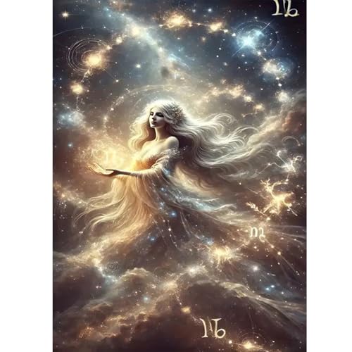 GLIDIAM Diamond Painting Sternzeichen Jungfrau, Diamant Malerei Bilder Jungfrau, 30x40cm DIY Full Drill Basteln Erwachsene, Mosaik Stickerei Kreuzstich Geschenk für Wanddeko Wohnzimmer Schlafzimmer von GLIDIAM