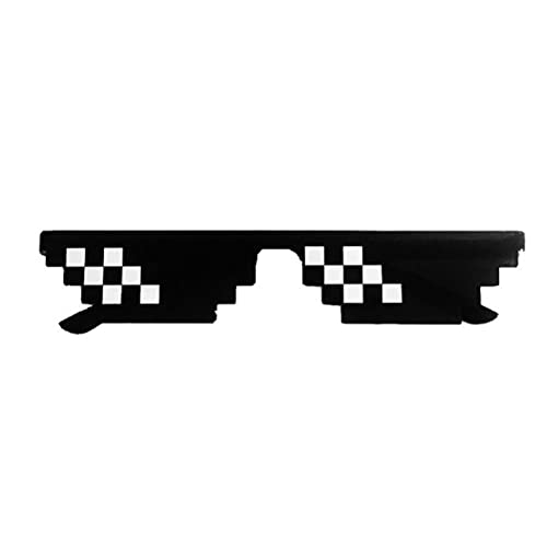 GLIMDA Schwarze Mosaik-Sonnenbrille für Herren und Damen, Pixel-Schwarz, Retro-Vintage-Gamer-Party-Brille, H9m0, coole Sonnenbrille, Roboter von GLIMDA