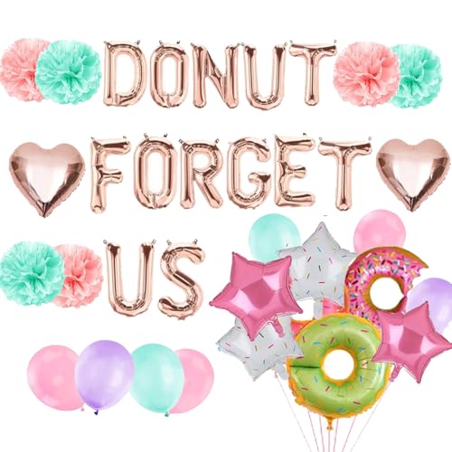 Donut Forget Us Party-Dekorationen, Vergessen Sie uns nicht, Abschied Ruhestand, Karriere, Jobwechsel, wir werden Sie vermissen, Party-Dekorationen für Kollegen, Büro, Umzug, Junggesellinnenabschied, von GLINSEM