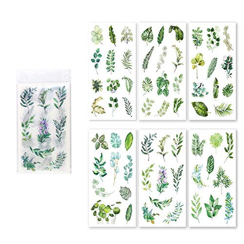 GLITZFAS 12 Blatt Aufkleber Sticker, Grünpflanze Blätter Blumen, Fotoalbum DIY Deko für Tagebuch Scrapbooking von GLITZFAS