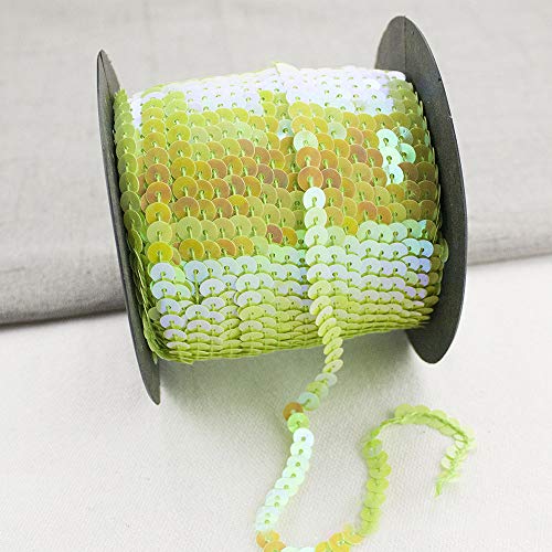 GLITZFAS 90m*6mm Pailletten Bänder Farbiges Glitzer Paillettenband Borten Rolle für DIY Handwerk Bastelprojekte Tanzbekleidungen Armband Dekorationen (Frucht grün) von GLITZFAS