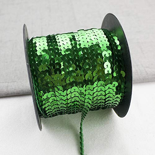 GLITZFAS 90m*6mm Pailletten Bänder Farbiges Glitzer Paillettenband Borten Rolle für DIY Handwerk Bastelprojekte Tanzbekleidungen Armband Dekorationen (Grün) von GLITZFAS