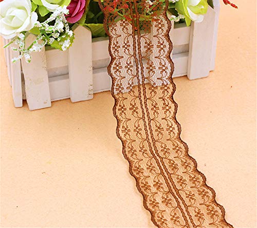 GLITZFAS MAICHIHUOY 35 Meter Spitzenband Vintage Spitzenbordüre 4.5cm Breite, Spitzenbordüre Spitzenborte?Dekorband, Handwerk, Schleifband, Kleidung (Braun) von GLITZFAS