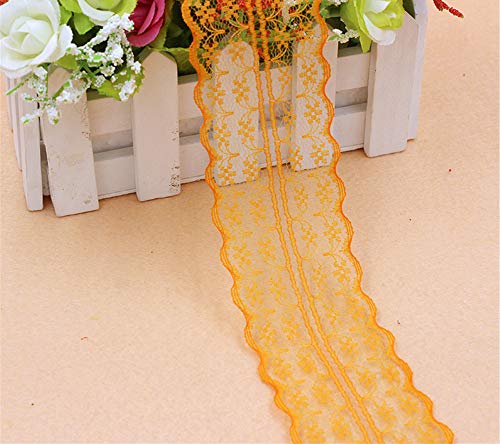 GLITZFAS MAICHIHUOY 35 Meter Spitzenband Vintage Spitzenbordüre 4.5cm Breite, Spitzenbordüre Spitzenborte?Dekorband, Handwerk, Schleifband, Kleidung (Orange) von GLITZFAS