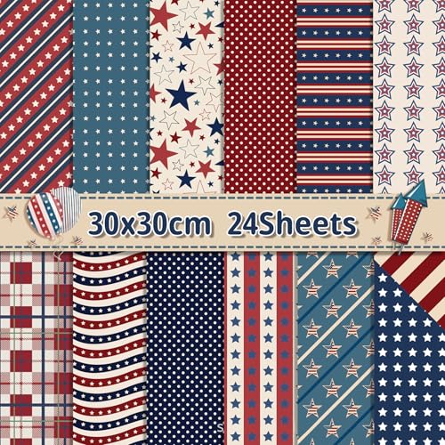 GLKTOPO Doppelseitiger Karton, 30,5 cm, Unabhängigkeitstag, Vintage, amerikanische Flagge, Nationalfeiertag, 24 Blatt, Scrapbook-Papier für Kartenherstellung, Scrapbooking, Decoupage, Album GLKTOPO Doppelseitiger Karton, 30,5 cm, Unabhängigkeitstag, Vintage, amerikanische Flagge, Nationalfeiertag, 24 Blatt, Scrapbook-Papier für Kartenherstellung, Scrapbooking, Decoupage, Album von GLKTOPO