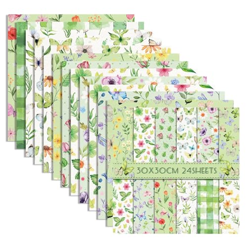 GLKTOPO Frühlings-Scrapbook-Papier, 30,5 x 30,5 cm, Tulpe, kleine gebrochene Blume, Schmetterling, doppelseitiges Muster, Karton, dekoratives Papier für Kartenherstellung, Tagebuch, Planer, Origami GLKTOPO Frühlings-Scrapbook-Papier, 30,5 x 30,5 cm, Tulpe, kleine gebrochene Blume, Schmetterling, doppelseitiges Muster, Karton, dekoratives Papier für Kartenherstellung, Tagebuch, Planer, Origami von GLKTOPO