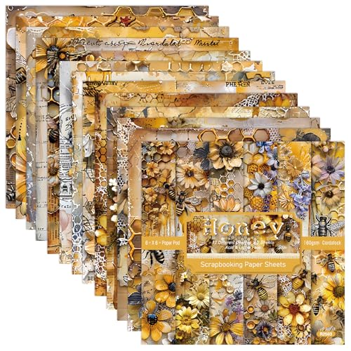 GLKTOPO Origami-Papier mit Bienenmuster, einseitig, 15,2 x 15,2 cm, Honighintergrund, Wabenmuster, Sammelalbum, Erntezeit, Bastelpapier für Kartenherstellung, Fotoalbum, Dekoralbum, Zubehör (C-Stil) GLKTOPO Origami-Papier mit Bienenmuster, einseitig, 15,2 x 15,2 cm, Honighintergrund, Wabenmuster, Sammelalbum, Erntezeit, Bastelpapier für Kartenherstellung, Fotoalbum, Dekoralbum, Zubehör (C-Stil) von GLKTOPO