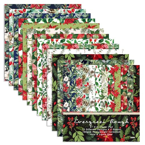 GLKTOPO Weihnachts-Scrapbook-Papier, 24 Blatt, 15,2 cm, einseitig, säurefrei, Weihnachten, Blumenmuster, Papier, flach gefaltet, für DIY-Hintergrund, dekorative Bastelpapierblöcke, Grußkarte GLKTOPO Weihnachts-Scrapbook-Papier, 24 Blatt, 15,2 cm, einseitig, säurefrei, Weihnachten, Blumenmuster, Papier, flach gefaltet, für DIY-Hintergrund, dekorative Bastelpapierblöcke, Grußkarte von GLKTOPO