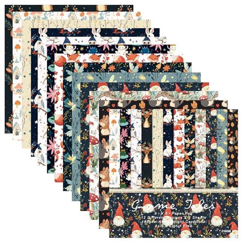 GLKTOPO Weihnachtsmuster-Scrapbook-Papier, 15,2 cm, Kartenproduktionsbedarf, 24 Blatt, einseitig, säurefrei, Grußkarte, handgefertigtes Geschenk, Journaling, Bastelsets (N-Stil) von GLKTOPO