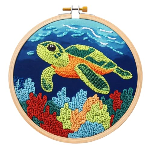 GLLBTPT Punch Needle Kit für Erwachsene Anfänger - Cartoon Meeresschildkröte mit Koralle DIY Stickerei Set, inklusive bedrucktem Tuch, Baumwollfadenset, Stanznadel, Rahmen & Anleitung GLLBTPT Punch Needle Kit für Erwachsene Anfänger - Cartoon Meeresschildkröte mit Koralle DIY Stickerei Set, inklusive bedrucktem Tuch, Baumwollfadenset, Stanznadel, Rahmen & Anleitung von GLLBTPT