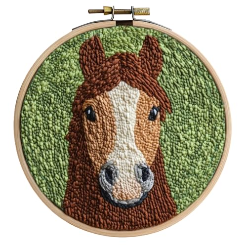 GLLBTPT Punch Needle Kit für Erwachsene Anfänger - Cartoon Pferd DIY Stickerei Set, inklusive bedrucktem Tuch, Baumwollfaden Pack, Stanznadel, Rahmen & Anleitung GLLBTPT Punch Needle Kit für Erwachsene Anfänger - Cartoon Pferd DIY Stickerei Set, inklusive bedrucktem Tuch, Baumwollfaden Pack, Stanznadel, Rahmen & Anleitung von GLLBTPT