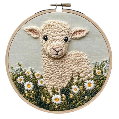 GLLBTPT Punch Needle Kit für Erwachsene Anfänger - Cartoon Schaf mit Gänseblümchen Blume DIY Stickerei Set, inklusive bedrucktem Tuch, Baumwollfaden Pack, Stanznadel, Rahmen & Anleitung GLLBTPT Punch Needle Kit für Erwachsene Anfänger - Cartoon Schaf mit Gänseblümchen Blume DIY Stickerei Set, inklusive bedrucktem Tuch, Baumwollfaden Pack, Stanznadel, Rahmen & Anleitung von GLLBTPT