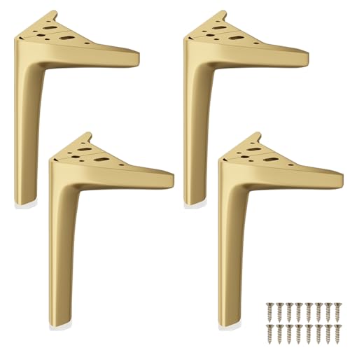 4er-Pack Möbelbeine aus Metall, Ersatzfüße für Sofas, Tischbeine aus Karbonstahl für Schränke, Nachttische, Betten, Stühle, inklusive Schrauben (18 cm, Gold), DIY-Upgrade für die Heimdekorat von GLMGBP