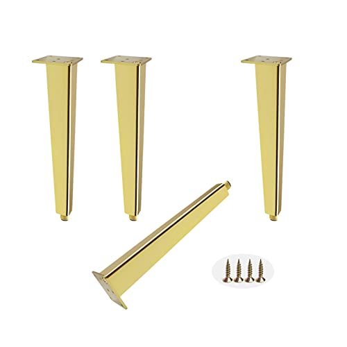 4er-Pack verstellbare Sofabeine aus Metall – Möbelbeine aus Aluminium in Schwarz und Gold für Couch und Couchtische – Verschiedene Größen (25,9 cm, 30 cm, 35,1 cm) mit Schrauben von GLMGBP