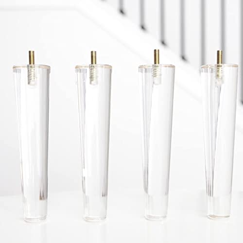 GLMGBP 4 Stück transparente Möbelbeine aus Acryl mit vorgebohrten M8-Schrauben, Moderne DIY-Ersatzfüße für Bücherregale, Tische und Schränke, 8 cm (3,1 Zoll) Höhe von GLMGBP