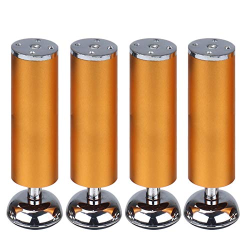 GLMGBP 4 x Möbelbeine aus Aluminiumlegierung – Gummifüße mit 50 mm Durchmesser für sichere und geräuschlose Nutzung – Ideal für Tische, Stühle und Schränke mit Einer Höhe von 30 cm – Gold-Finish von GLMGBP