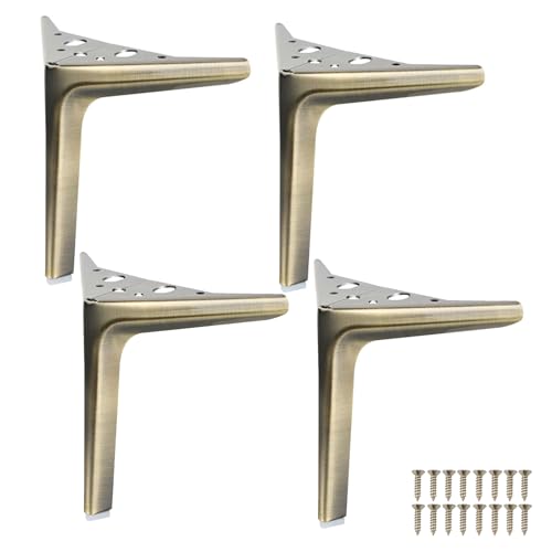 GLMGBP 4er-Pack Möbelbeine aus Metall, 18 cm, bronzefarben, Kohlenstoffstahl, Ersatzfüße für Sofa, Tisch, Schrank, DIY, Nachttisch, Schublade, Bett, Stuhl, mit Schrauben, stabile Unterstützung von GLMGBP