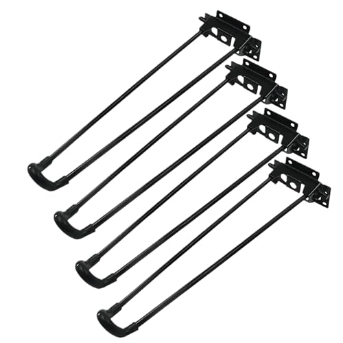 GLMGBP 4er-Pack Möbelfüße aus Metall mit 10 mm Drahtdurchmesser, Schwarze Haarnadel-Tischbeine für Klapptische und Computertische im Freien, U-förmige, abnehmbare Eisenbeine für Möbelbeschläge (72 von GLMGBP