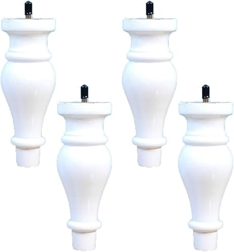 GLMGBP Möbelbeine aus Massivholz, 9 cm hoch, weiße, gedrehte Beine, M8, Ersatz-Sofabeine, 4er-Set, ideal für Couch, Sofa, Schrank, langlebiges und stilvolles Design. von GLMGBP