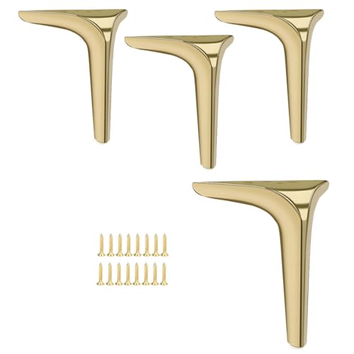 GLMGBP Möbelbeine aus Metall, 4er-Set, dreieckige Füße für Schränke, 10 cm, goldfarben, Ersatzbeine für Couchtische, Nachttische, TV-Ständer mit Schrauben (3,9 Zoll) von GLMGBP
