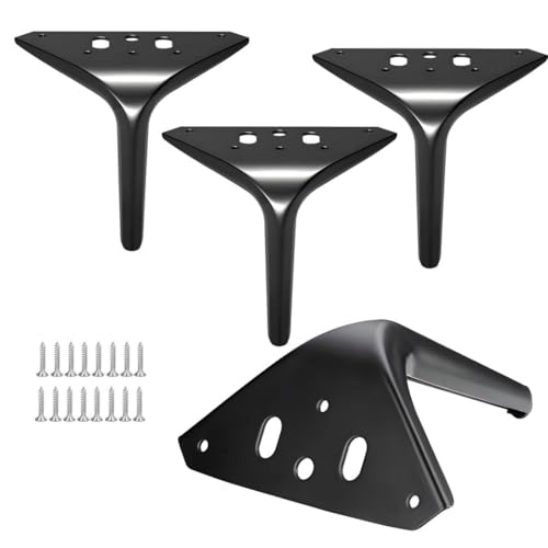 GLMGBP Möbelbeine aus Metall, 4er-Set, dreieckige Füße für Schränke und Tische, höhenverstellbar 10–18 cm, Ersatz-Sofabeine mit Schrauben, schwarz, 15 cm von GLMGBP