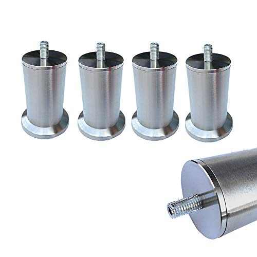 GLMGBP Robuste M10-Möbelbeine zum Einschrauben, Edelstahlsockel für TV-Ständer und Couchtische aus Glas, 4er-Set, robuste Stützfüße, silbernes Finish GLMGBP Robuste M10-Möbelbeine zum Einschrauben, Edelstahlsockel für TV-Ständer und Couchtische aus Glas, 4er-Set, robuste Stützfüße, silbernes Finish von GLMGBP