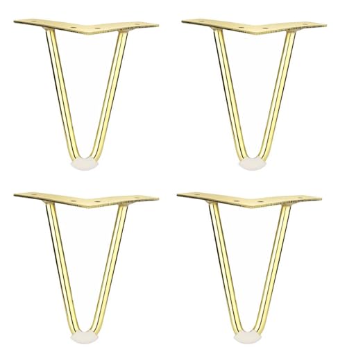 GLMGBP Set mit 4 goldenen Haarnadel-Tischbeinen, 40 cm, Möbelbeine aus Metall für kleine Couchtische, modernes Design der Mitte des Jahrhunderts, stabile und stilvolle Unterstützung für die Innenei von GLMGBP