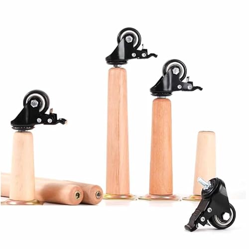 GLMGBP Set mit 4 konischen Möbelbeinen aus Massivholz mit Rädern, 50 cm (19,6 Zoll), ideal für Couchtische, Nachttische, Schränke und Moderne Wohndekoration von GLMGBP