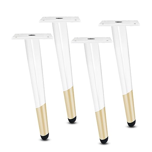 GLMGBP Set mit 4 verstellbaren Möbelbeinen aus Metall, 90 cm, Gold-weiß, kegelförmig, ideal für Schränke, TV-Ständer, Kommoden, Nachttische, Sofas, Betten, stilvolle Ersatzbeine für Möbel GLMGBP Set mit 4 verstellbaren Möbelbeinen aus Metall, 90 cm, Gold-weiß, kegelförmig, ideal für Schränke, TV-Ständer, Kommoden, Nachttische, Sofas, Betten, stilvolle Ersatzbeine für Möbel von GLMGBP