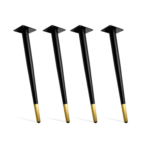 GLMGBP Set mit 4 verstellbaren Möbelbeinen im Industriestil, 60 cm, für Couchtische, Bänke, Stühle und Kommoden, inklusive Protektoren, Schwarz-/Gold-Finish. von GLMGBP