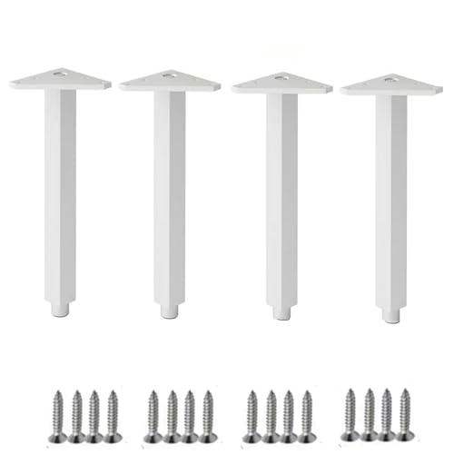 GLMGBP Verstellbare 4-teilige Möbelbeine aus Aluminiumlegierung, zylindrische Schrankfüße, Ersatzstütze aus Metall für Esstische, Couchtische, Schränke, inklusive Schrauben (10 cm) von GLMGBP