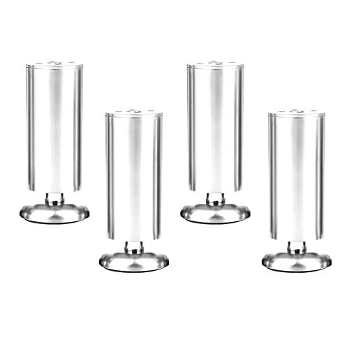 GLMGBP Verstellbare Möbelbeine aus Edelstahl, für Couchtische, Sofas, rutschfeste Badezimmerfüße, 3 Farben, mit Befestigungsplattenschrauben, 4er-Set (18 cm/7,1 Zoll (zwart 18 cm/7,1 Zoll) (Silver von GLMGBP