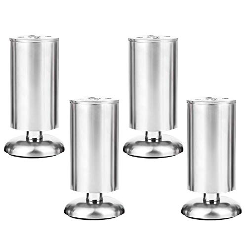 GLMGBP Verstellbare Möbelbeine aus Edelstahl, rutschfeste Füße für Sofas und Couchtische – 4er-Set mit Montageplatte und Schrauben, 3 Farben (18 cm/7,1 Zoll Schwarz, 15 cm/5,9 Zoll Silber) von GLMGBP