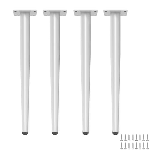 GLMGBP Verstellbare Tischbeine, 4er-Pack, konische Sofa-Stützfüße, Möbelbeine aus Metall für Couchtisch, TV-Ständer, Bett, Nachttisch, inkl. Schrauben (weiß, 60 cm) von GLMGBP