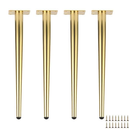 Verstellbare Möbelbeine, 4er-Pack konische Sofa-Stützfüße aus Metall für Couchtisch, TV-Ständer, Bett, Nachttisch mit Schrauben (Gold, 40 cm), für mehr Stabilität und Stil von GLMGBP