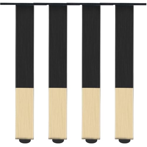 Verstellbare Möbelbeine in Schwarz und Gold, 35 cm (4er-Pack), quadratisch, Aluminiumlegierung, eloxierte Oberfläche, Höhe 660 cm, perfekt für Couchtische und Sofas, stilvolles, modernes des von GLMGBP