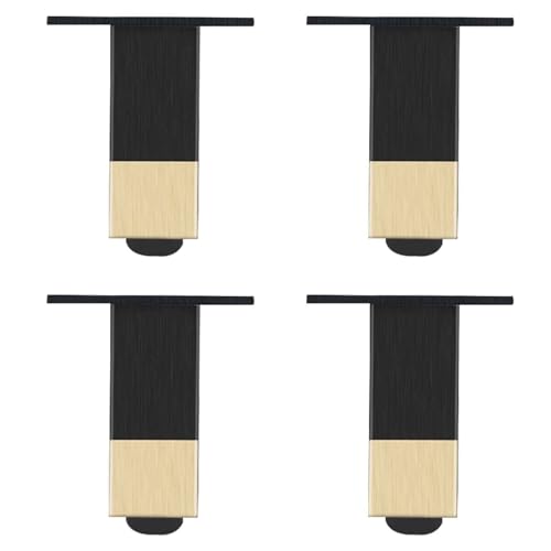Verstellbare Möbelbeine in Schwarz und Gold, 4 Stück, quadratisch, Aluminiumlegierung, eloxiertes Finish, Höhe: 660 cm, Sofa- und Couchtischfüße, 7,9 cm Höhe von GLMGBP