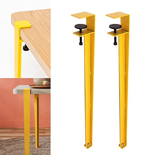 Verstellbare Tischbeine zum Anklipsen, 71 cm, F-förmige Möbelbeine für Arbeitstisch, Couchtisch, Stehtisch, Design ohne Stanzen, Gelb (2 Stück) von GLMGBP