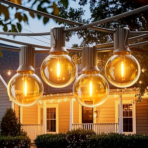 GLOBELIT LED Lichterkette Außen, 15M Lichterkette Outdoor mit 25+1 LED G40 Gluhbirnen, 2700k Warmweiß lP45 Wasserdicht Outdoor Lichterkette für Partei, Garten, Patio, Hinterhof, Terrasse von GLOBELIT