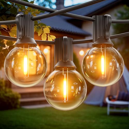 GLOBELIT Lichterkette Outdoor,90M G40 Lichterkette Glühbirnen Hängeleuchten Außen,Wasserdicht LED Lichterkette Außen mit 150+6 Warmweiß Lampen für Party Weihnachten Bistro Außenbereich(3 Set *30M) von GLOBELIT