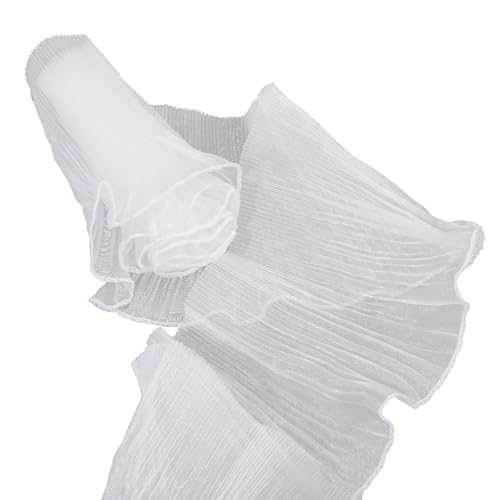 GLOBLELAND 10 Yard/9.2 m 5.1 Zoll Wide Rüschen Plissee Organza Spitzenbesatz Weißes Organza Rüschenband Rüschen Plissee Spitzenbesatz Tüll Rüschen Spitzenbordüre Zum Basteln Nähen Kleidern von GLOBLELAND