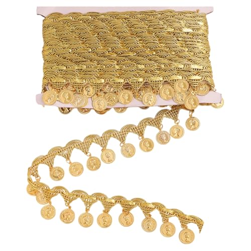 GLOBLELAND 10 Yards Goldfarbene Pailletten Spitzenquaste In Münzform Fransenbesatz 1.54 Zoll Breites Fransen Spitzenband Tanzkleid Gürtelkette Für Selbstgemachte Kleidung Bänder Bühnenauftritte GLOBLELAND 10 Yards Goldfarbene Pailletten Spitzenquaste In Münzform Fransenbesatz 1.54 Zoll Breites Fransen Spitzenband Tanzkleid Gürtelkette Für Selbstgemachte Kleidung Bänder Bühnenauftritte von GLOBLELAND