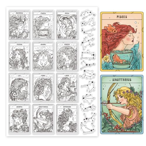 GLOBLELAND 12 Sternbild Stempel 11.7×8.3inch Sterne Astrologie Silikon Stempel Siegel Transparente Stempel Für Damen Zum Selbermachen Scrapbooking Karten Erstellen von Fotoalben Tagebüchern GLOBLELAND 12 Sternbild Stempel 11.7×8.3inch Sterne Astrologie Silikon Stempel Siegel Transparente Stempel Für Damen Zum Selbermachen Scrapbooking Karten Erstellen von Fotoalben Tagebüchern von GLOBLELAND