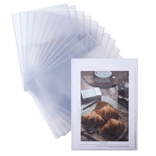 GLOBLELAND 12 Stück A4 oben offen Dokumentenmappe PVC transparent Dokumententaschen Ordner zum Aufbewahren für Papiere Menühüllen Dokumente Büro von GLOBLELAND