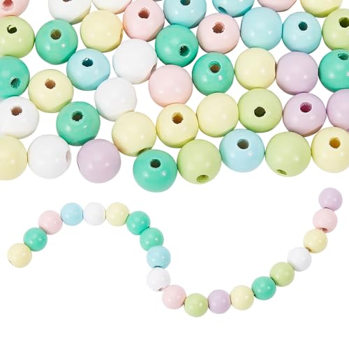 GLOBLELAND 140 Stück 7 Farben Bonbonfarbene Holzperlen, 15 mm, Sprühlackiertes Holz, Europäische Perlen, Großes Loch, Runde Perlen, Lose Abstandshalter, Für Schmuckherstellung Und Heimwerkerhandwerk GLOBLELAND 140 Stück 7 Farben Bonbonfarbene Holzperlen, 15 mm, Sprühlackiertes Holz, Europäische Perlen, Großes Loch, Runde Perlen, Lose Abstandshalter, Für Schmuckherstellung Und Heimwerkerhandwerk von GLOBLELAND