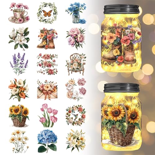 GLOBLELAND 18 Stück Blumen Transfer Aufkleber 3.9x3.6 Zoll Schmetterling Sonnenblume Decals Aufkleber Rose Gänseblümchen Tulpen Rub On Transfer Für Möbel Vase Glas Dekorationen Kunsthandwerk GLOBLELAND 18 Stück Blumen Transfer Aufkleber 3.9x3.6 Zoll Schmetterling Sonnenblume Decals Aufkleber Rose Gänseblümchen Tulpen Rub On Transfer Für Möbel Vase Glas Dekorationen Kunsthandwerk von GLOBLELAND