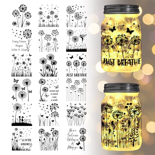 GLOBLELAND 18 Stück Löwenzahn Transfer Sticker 3.9x3.6 Zoll Blumen Und Pflanzen Aufkleber Löwenzahn Schmetterling Rub On Transfer Für Möbel Vase Glas Dekorationen Kunsthandwerk GLOBLELAND 18 Stück Löwenzahn Transfer Sticker 3.9x3.6 Zoll Blumen Und Pflanzen Aufkleber Löwenzahn Schmetterling Rub On Transfer Für Möbel Vase Glas Dekorationen Kunsthandwerk von GLOBLELAND