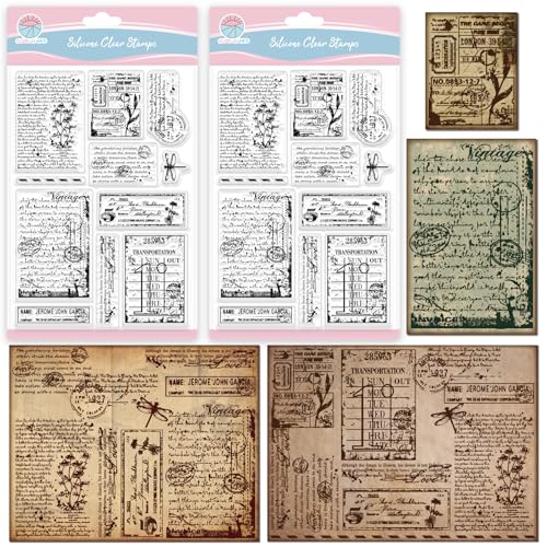 GLOBLELAND 2 Blatt Vintage Handschrift Texte Klare Stempel für Karten Herstellung Retro Libelle Gänseblümchen Transparent Stempel Rechnung Silikon Stempel Siegel für DIY Scrapbooking Prägung Fotoalbum GLOBLELAND 2 Blatt Vintage Handschrift Texte Klare Stempel für Karten Herstellung Retro Libelle Gänseblümchen Transparent Stempel Rechnung Silikon Stempel Siegel für DIY Scrapbooking Prägung Fotoalbum von GLOBLELAND