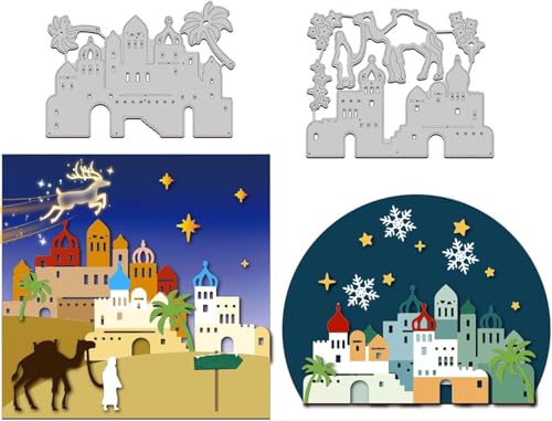 GLOBLELAND 2 Set Bethlehem Town Stanzformen für die Herstellung von Kartendekoration Schlossbaum Kamel Tierreisender Stanzformen Schablonen für Scrapbooking Fotoalbum dekorativ GLOBLELAND 2 Set Bethlehem Town Stanzformen für die Herstellung von Kartendekoration Schlossbaum Kamel Tierreisender Stanzformen Schablonen für Scrapbooking Fotoalbum dekorativ von GLOBLELAND